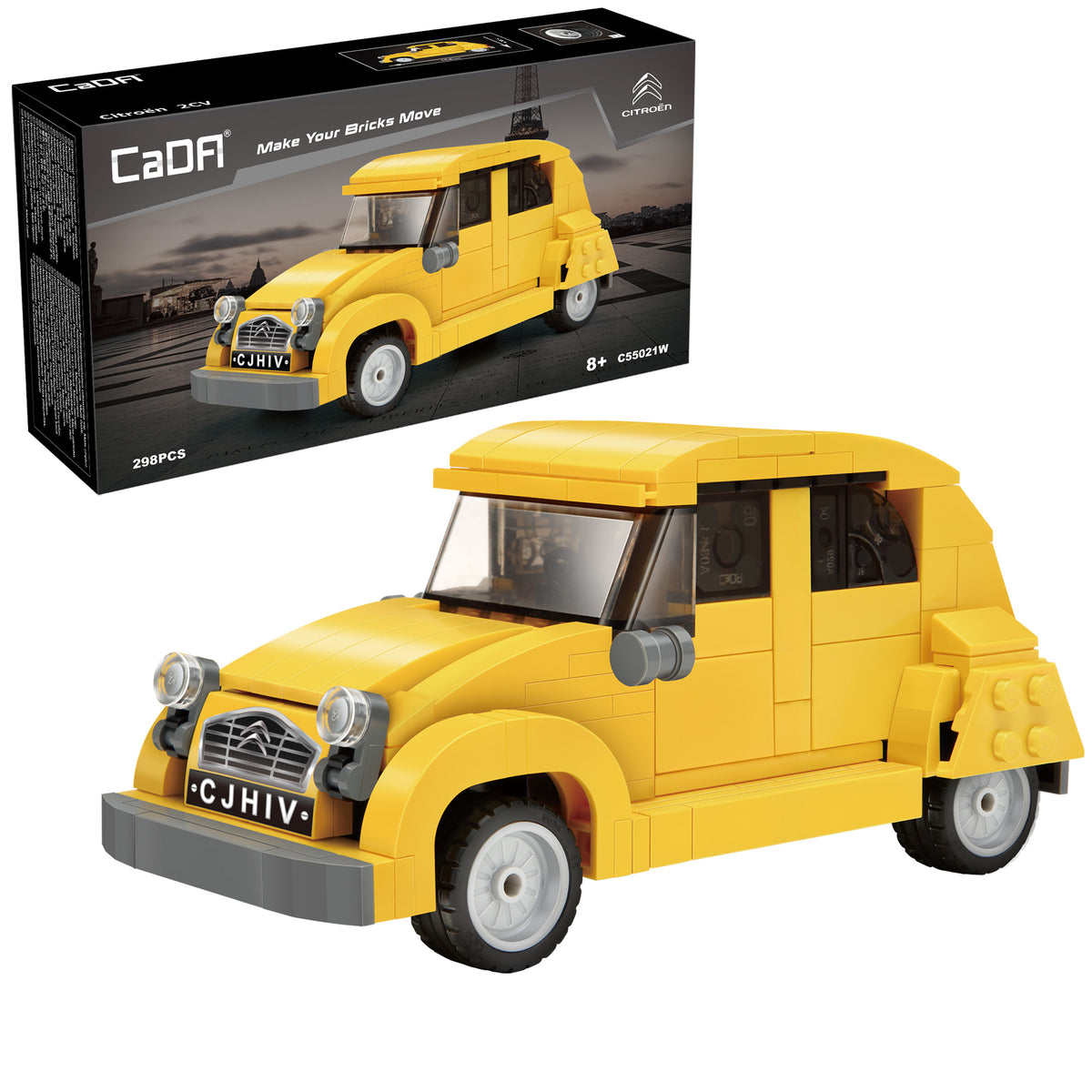 CaDA 1:24 Citroen 2CV Retro Car - 298 pcs Building Brick Block Set C55021W