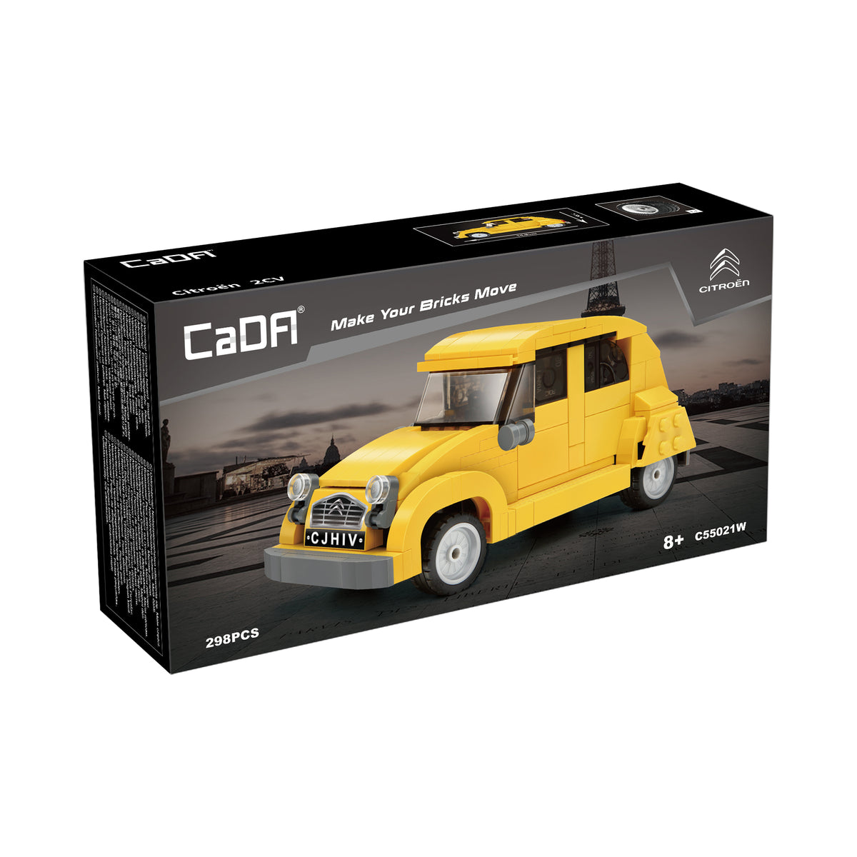 CaDA 1:24 Citroen 2CV Retro Car - 298 pcs Building Brick Block Set C55021W