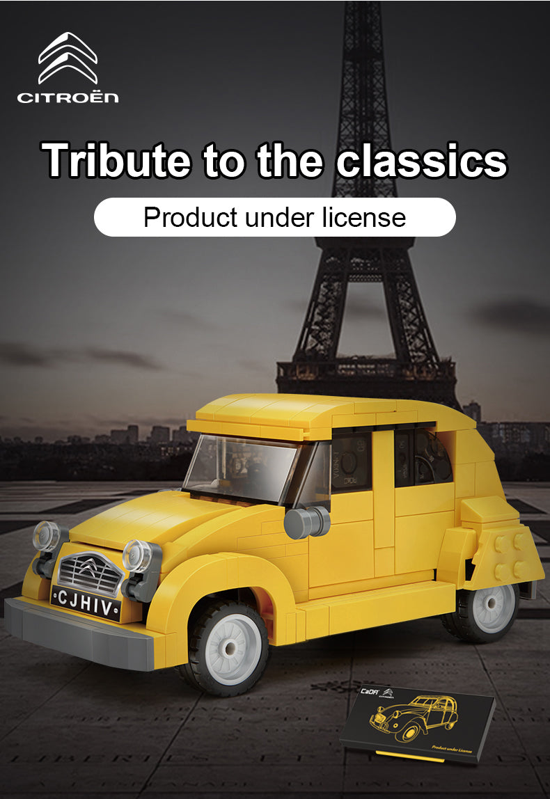 CaDA 1:24 Citroen 2CV Retro Car - 298 pcs Building Brick Block Set C55021W