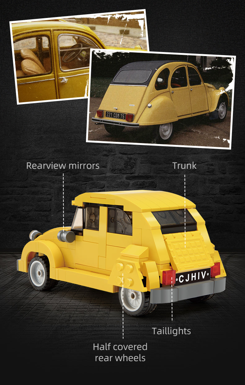CaDA 1:24 Citroen 2CV Retro Car - 298 pcs Building Brick Block Set C55021W
