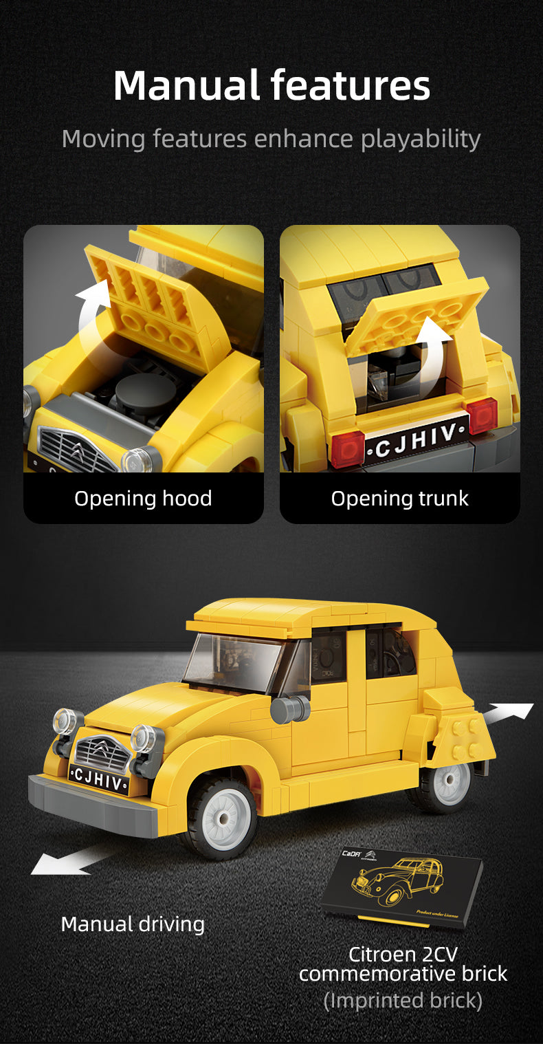 CaDA 1:24 Citroen 2CV Retro Car - 298 pcs Building Brick Block Set C55021W