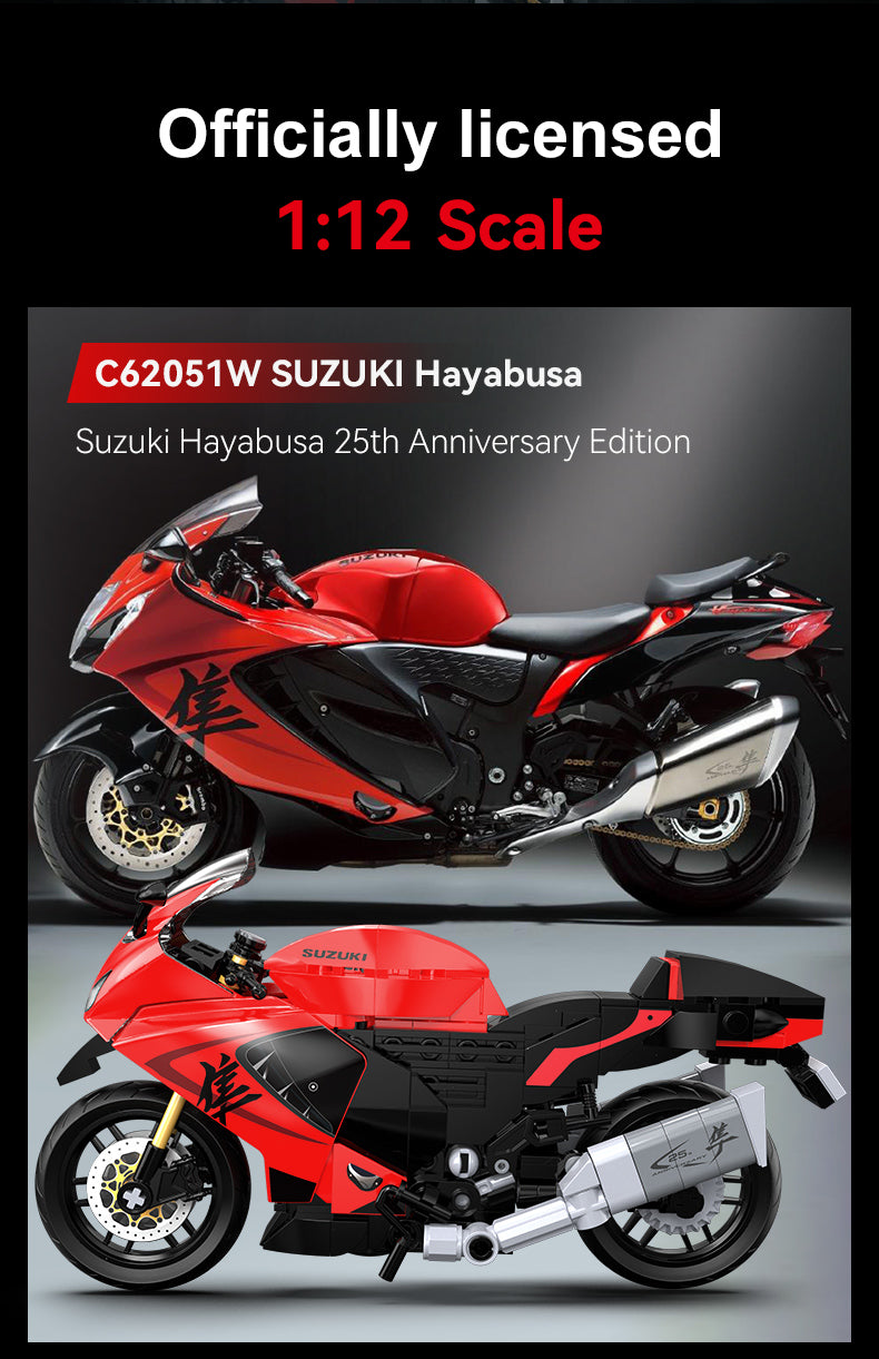 CaDA 1:12 Suzuki Hayabusa Motorbike - 299 pcs Building Block Set C62051W