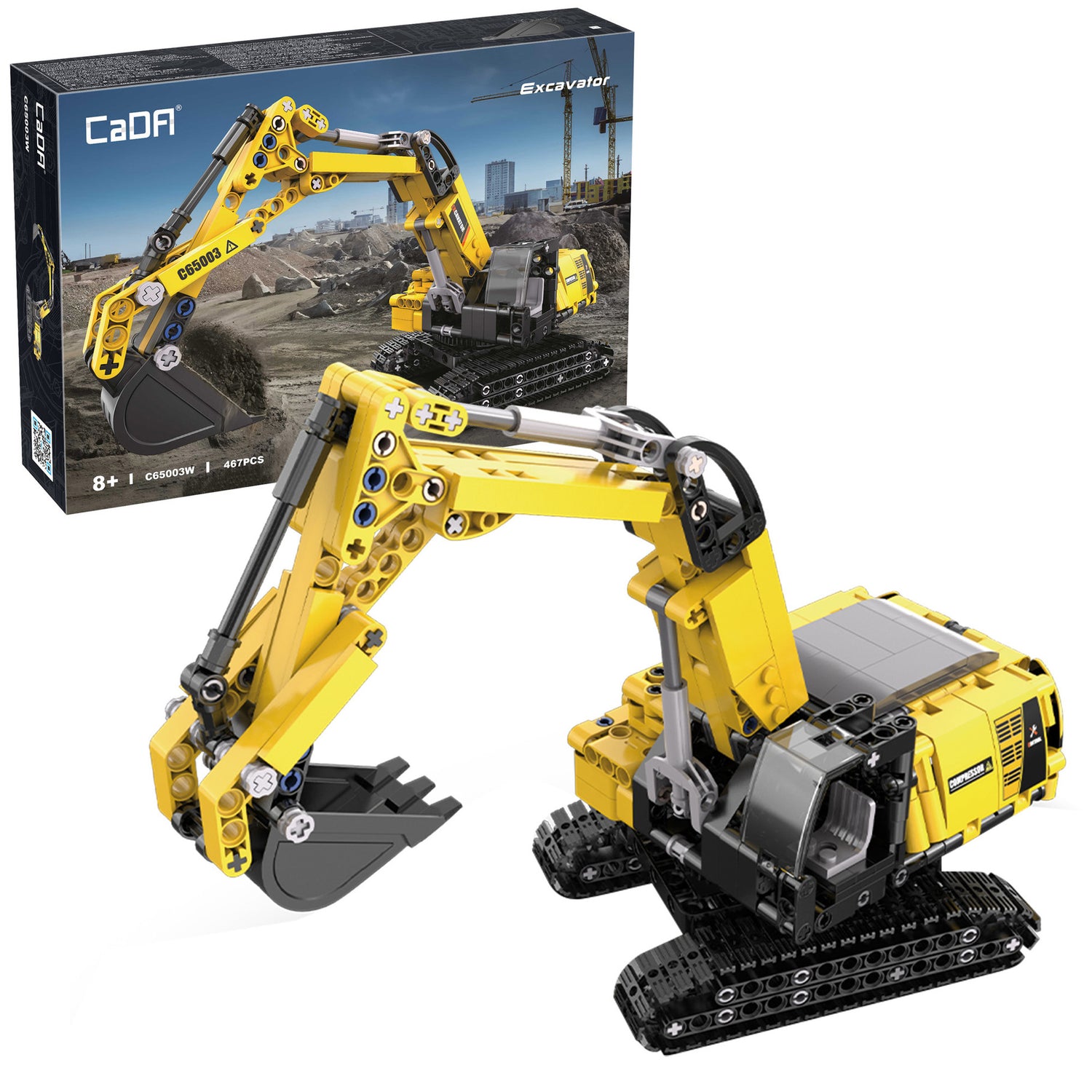 CaDA 360 Excavator Digger - 467 pcs Brick Model Kit C65003W