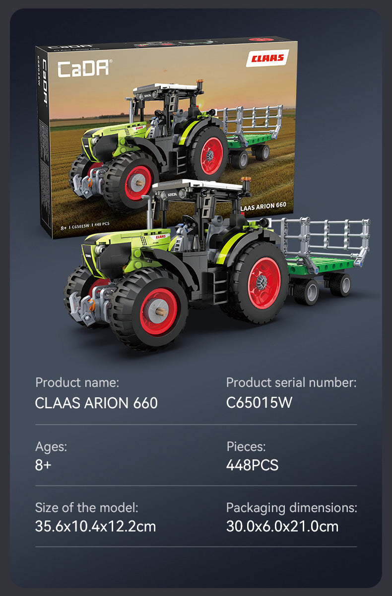 CaDA CLAAS Arion 660 Farm Tractor - 448 pcs Brick Building Farm Set C65015W