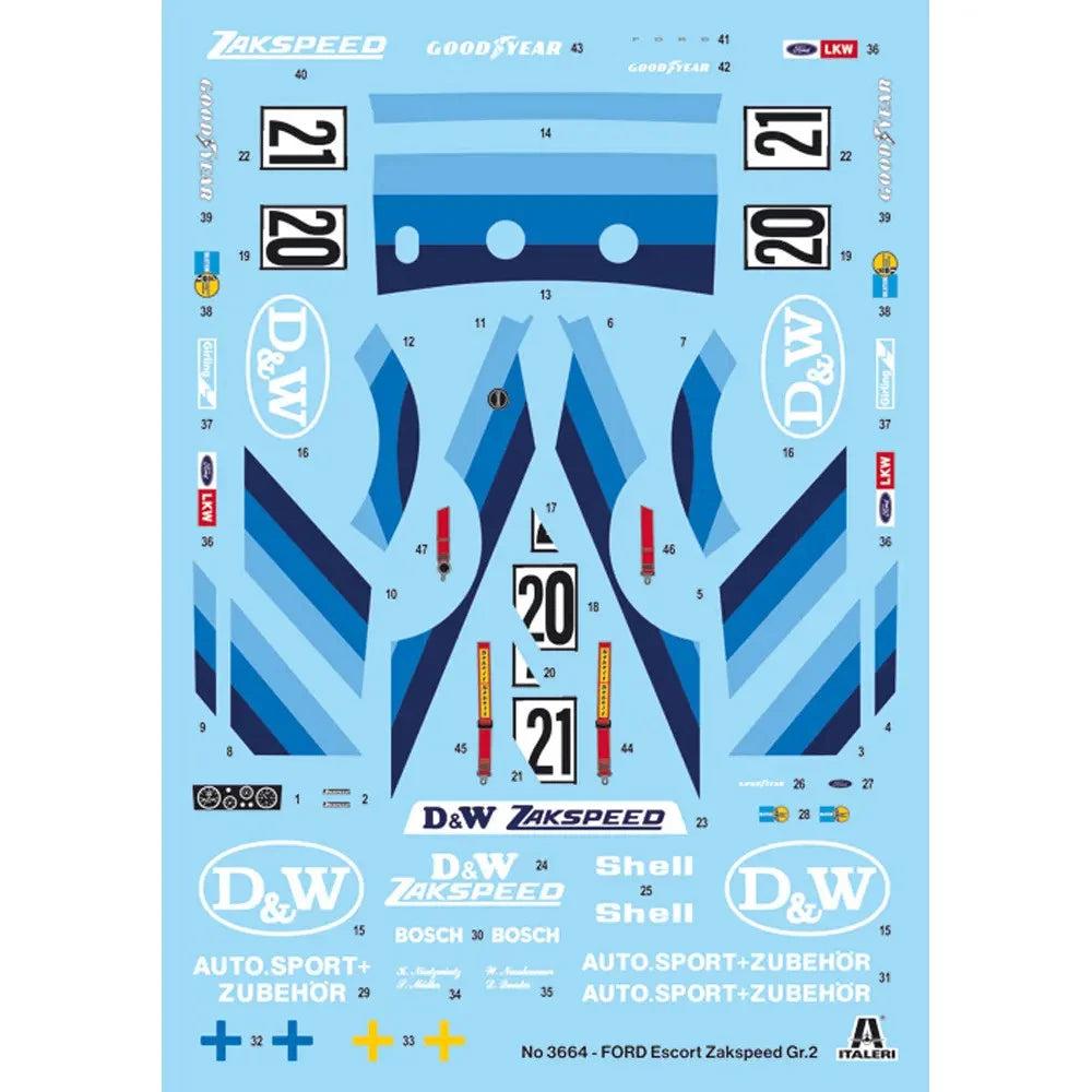 Italeri Ford Escort Zakspeed Gr. 2 1/24 model scale kit