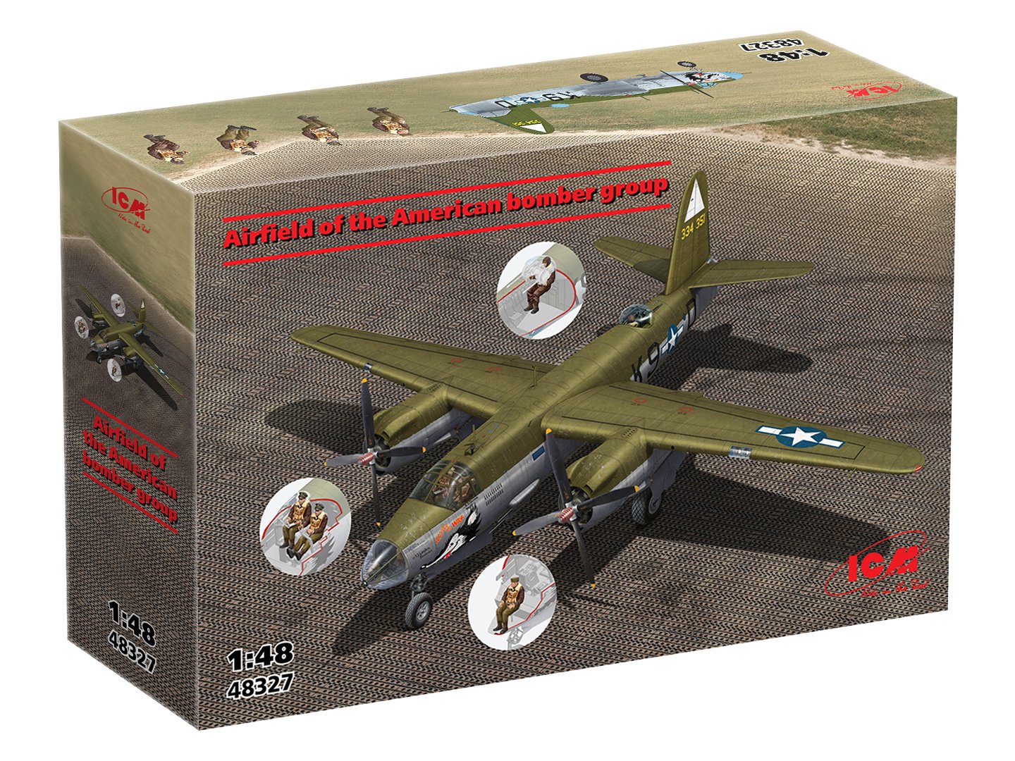 ICM 1/48 B-26G Marauder Bombner with Crew & Landing Mat) 48327