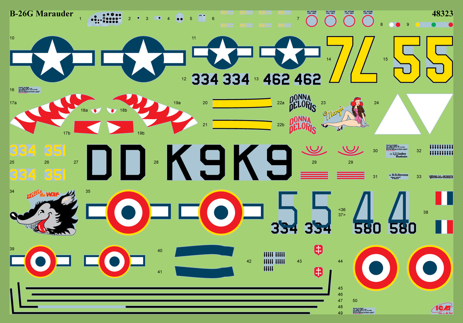 ICM 1/48 B-26G Marauder Bombner with Crew & Landing Mat) 48327