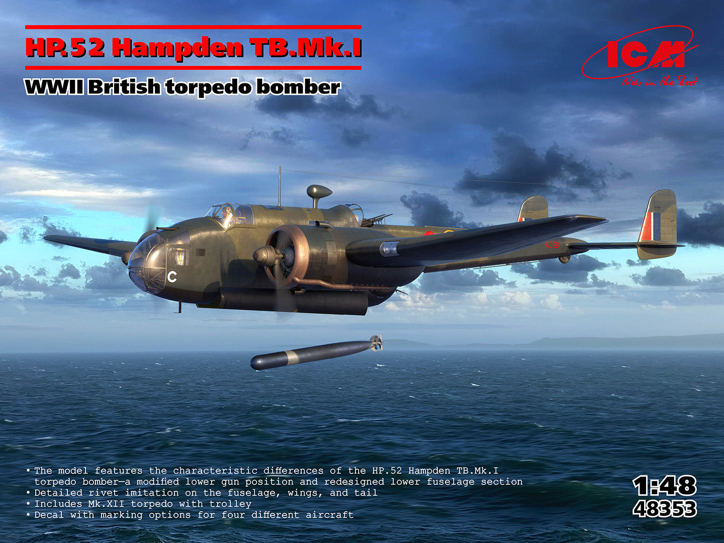 ICM 1/48 HP.52 Hampden TB.Mk.I WWII British Torpedo Bomber ICM48353