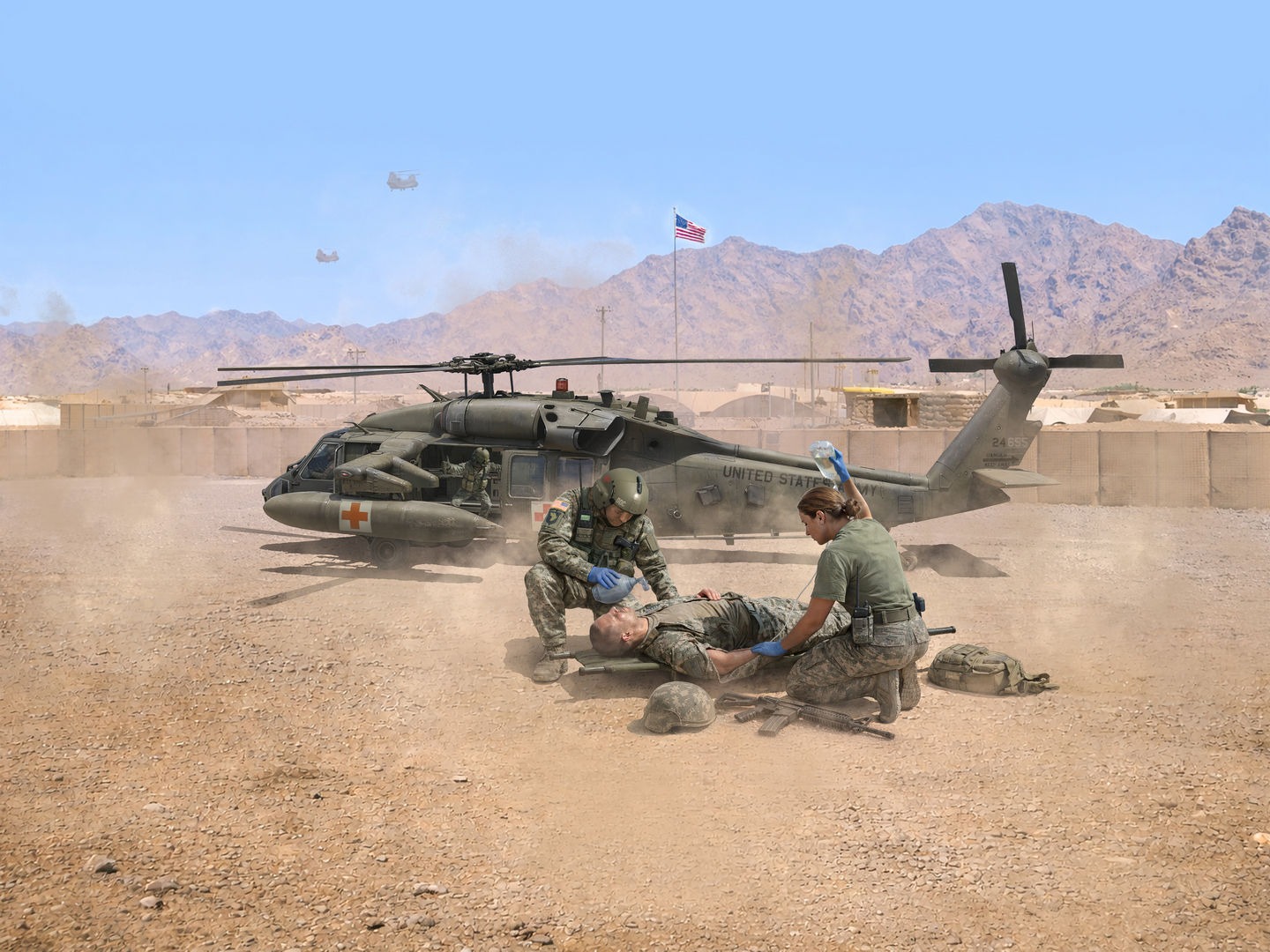 ICM 1/48UH-60A Black Hawk 'Medevac' with Flight Medics Model kit 48365