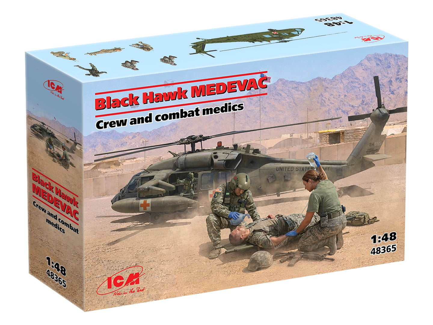 ICM 1/48UH-60A Black Hawk 'Medevac' with Flight Medics Model kit 48365