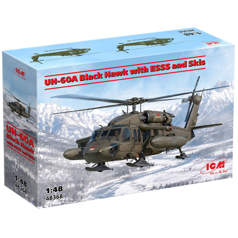 ICM 1/48 UH-60A Black Hawk with ESSS & Skis Helicopter Scale Model Kit