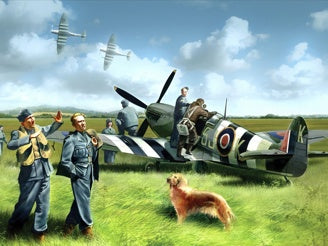 1/48 Spitfire Mk.IX with RAF Pilots & Ground Personnel (7 Figures)