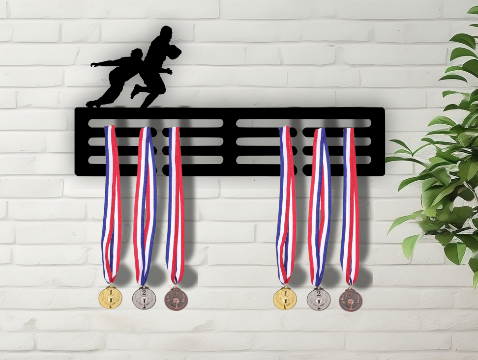 Rugby Medal Hanger custom personalised name ribbon Medal Holder Wall Display Rack
