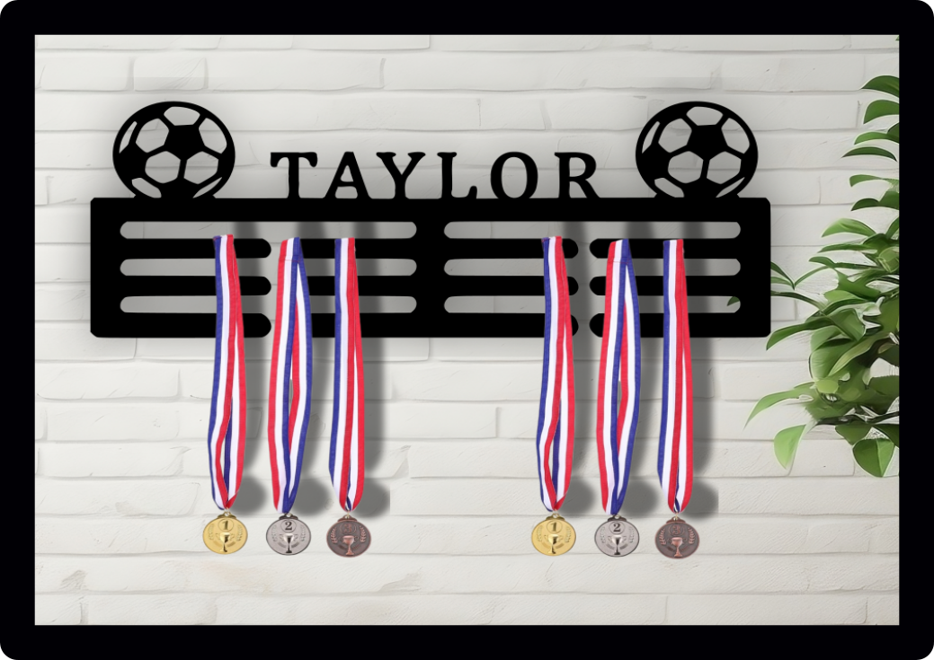 Personalised Football Medal Hanger