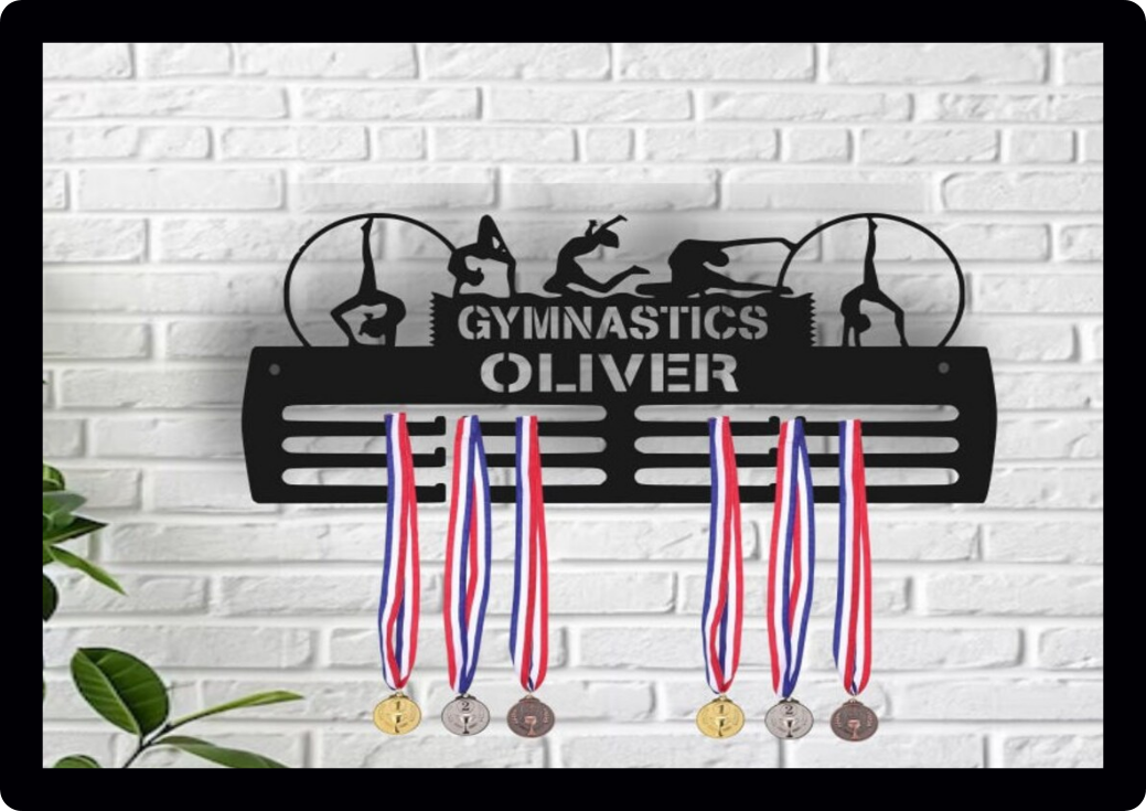 Personalised Medal Hanger Medal Holder Wall Display Rack Gymnastics