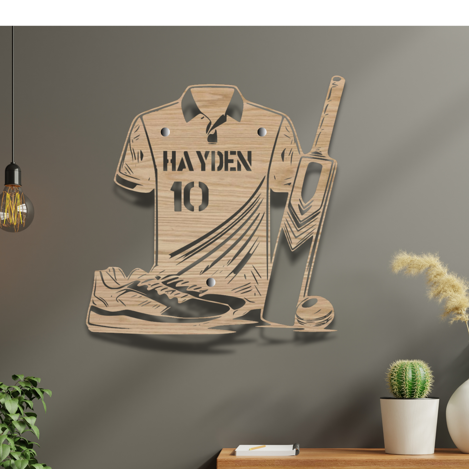 Wooden Personalised Cricket Wall sign Plaque