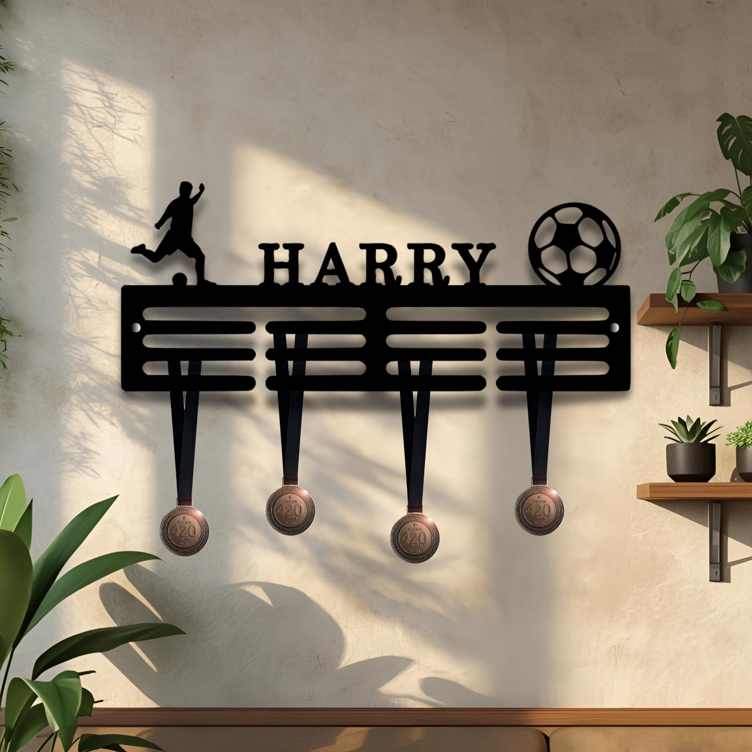 Personalised Football Medal Hanger