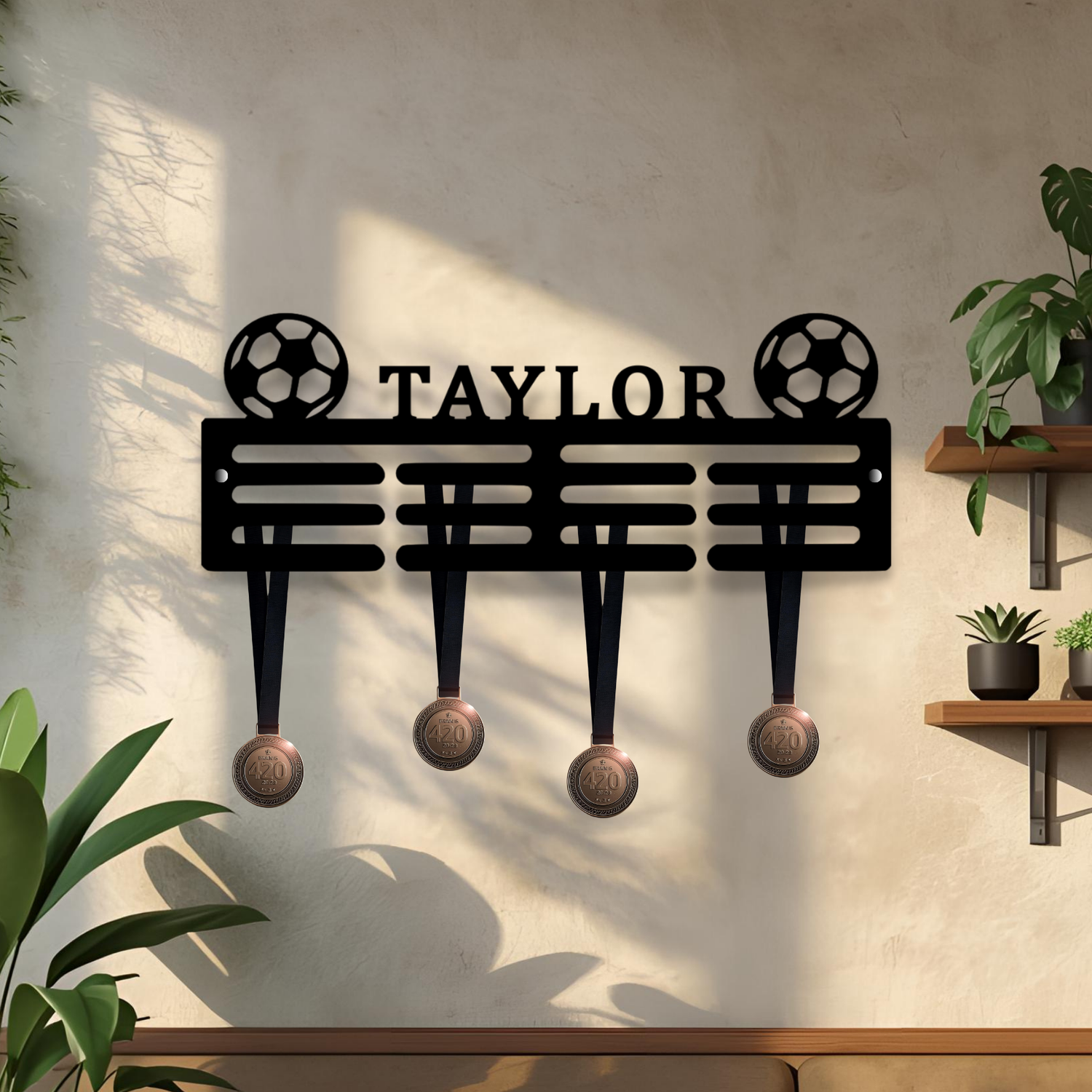 Personalised Football Medal Hanger