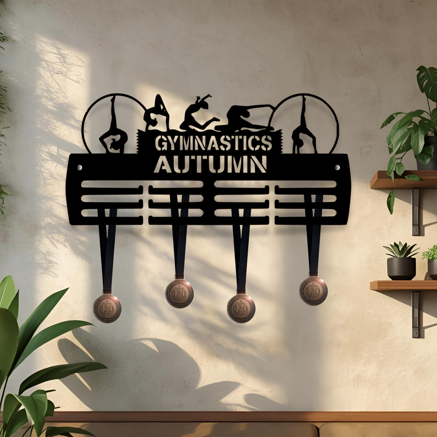 Personalised Medal Hanger Medal Holder Wall Display Rack Gymnastics