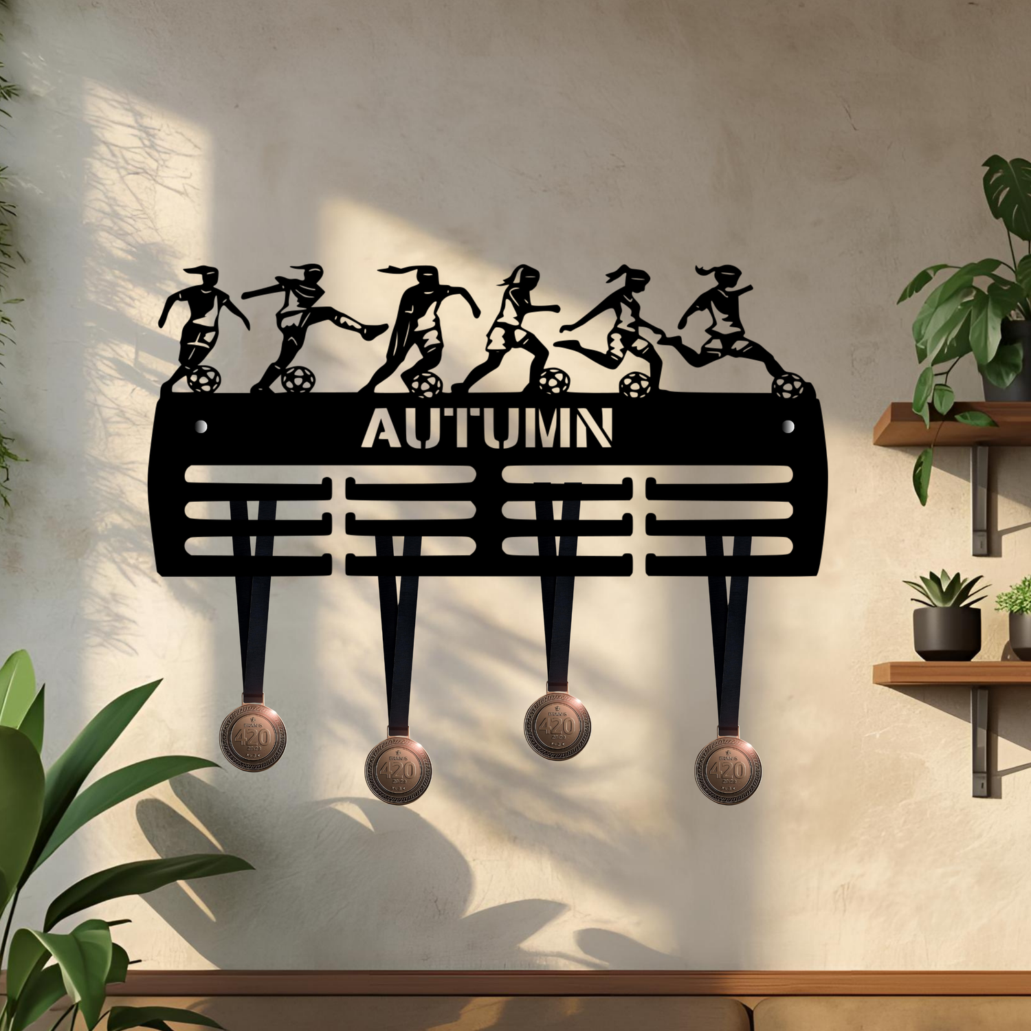 Personalised Girls Ladies Football Medal Hanger