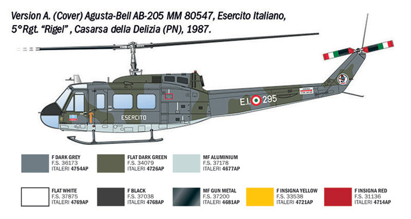 Italeri 1/48 AB.205 / UH-1D "SAR" Search & Rescue Helicopter Scale Model Kit 2845