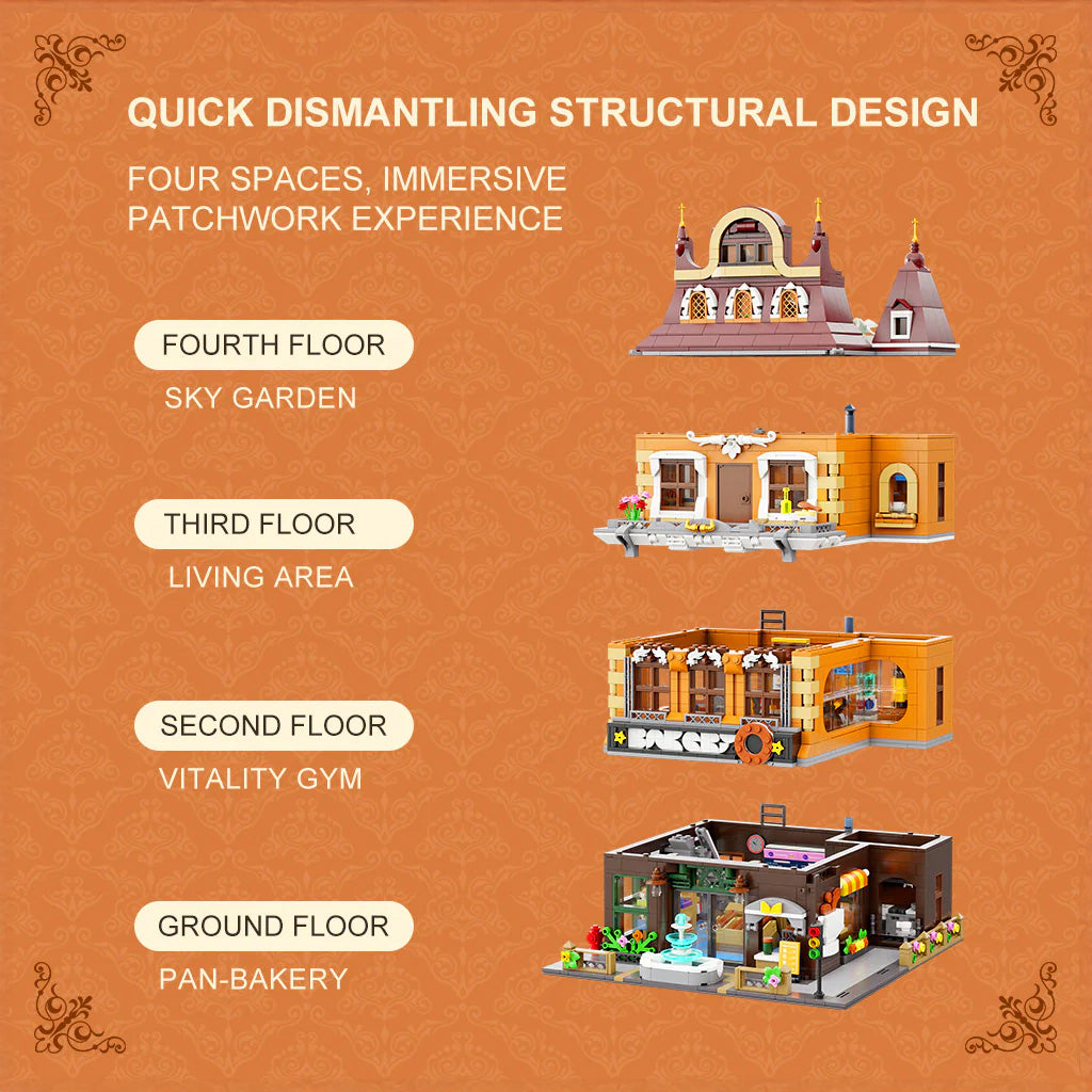 Bakery (4-Storey Building) - 2663 pcs Pantasy building brick model set