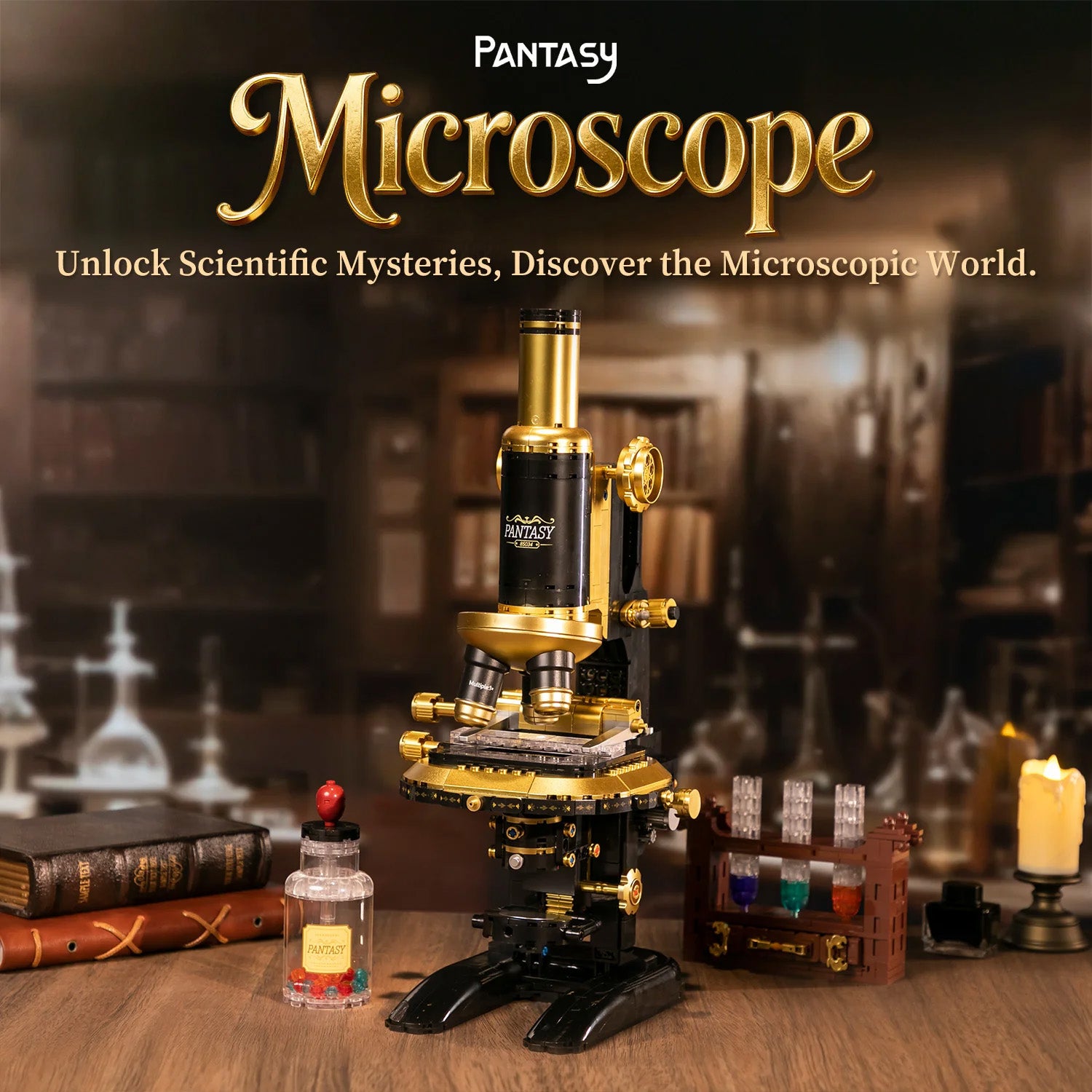 Retro Microscope with Accessories Set - 1107 pcs Pantasy building brick model set