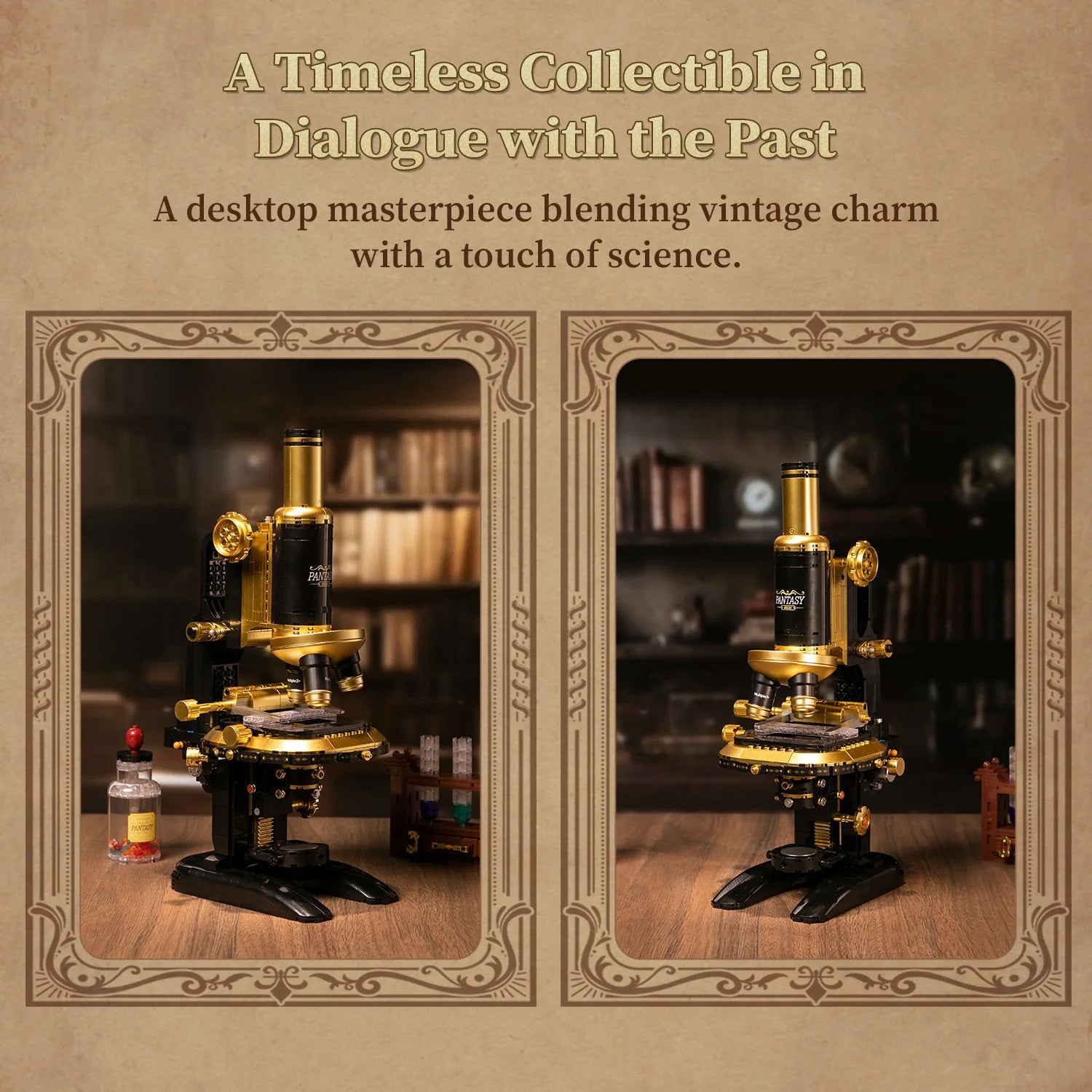 Retro Microscope with Accessories Set - 1107 pcs Pantasy building brick model set