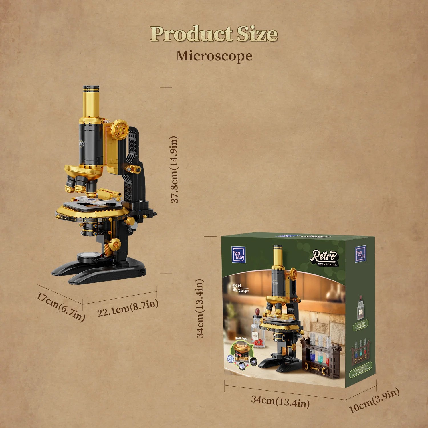 Retro Microscope with Accessories Set - 1107 pcs Pantasy building brick model set