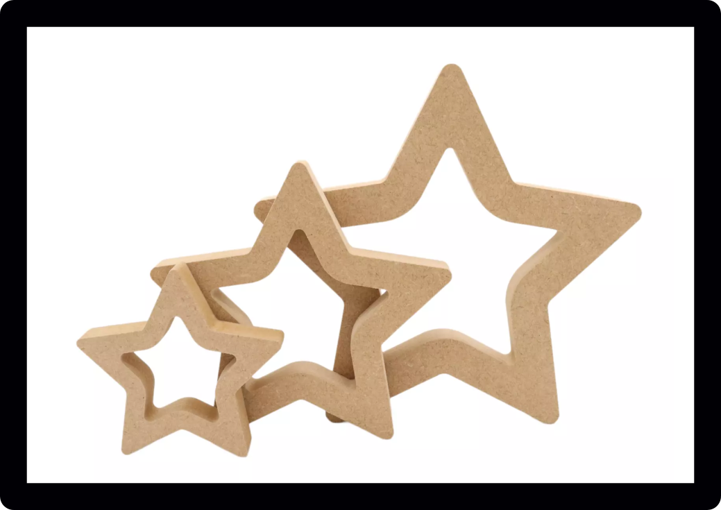 Set Of 10 Hollow Star Nursery Craft Tag Embellishments Decoration Crafting Shapes blank