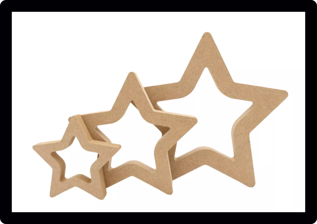 Set Of 10 Hollow Star Nursery Craft Tag Embellishments Decoration Crafting Shapes blank