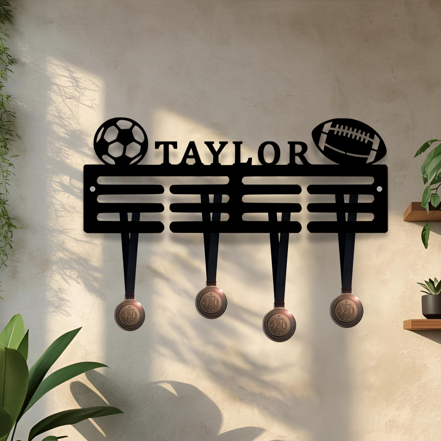Personalised Football & Rugby Medal Hanger