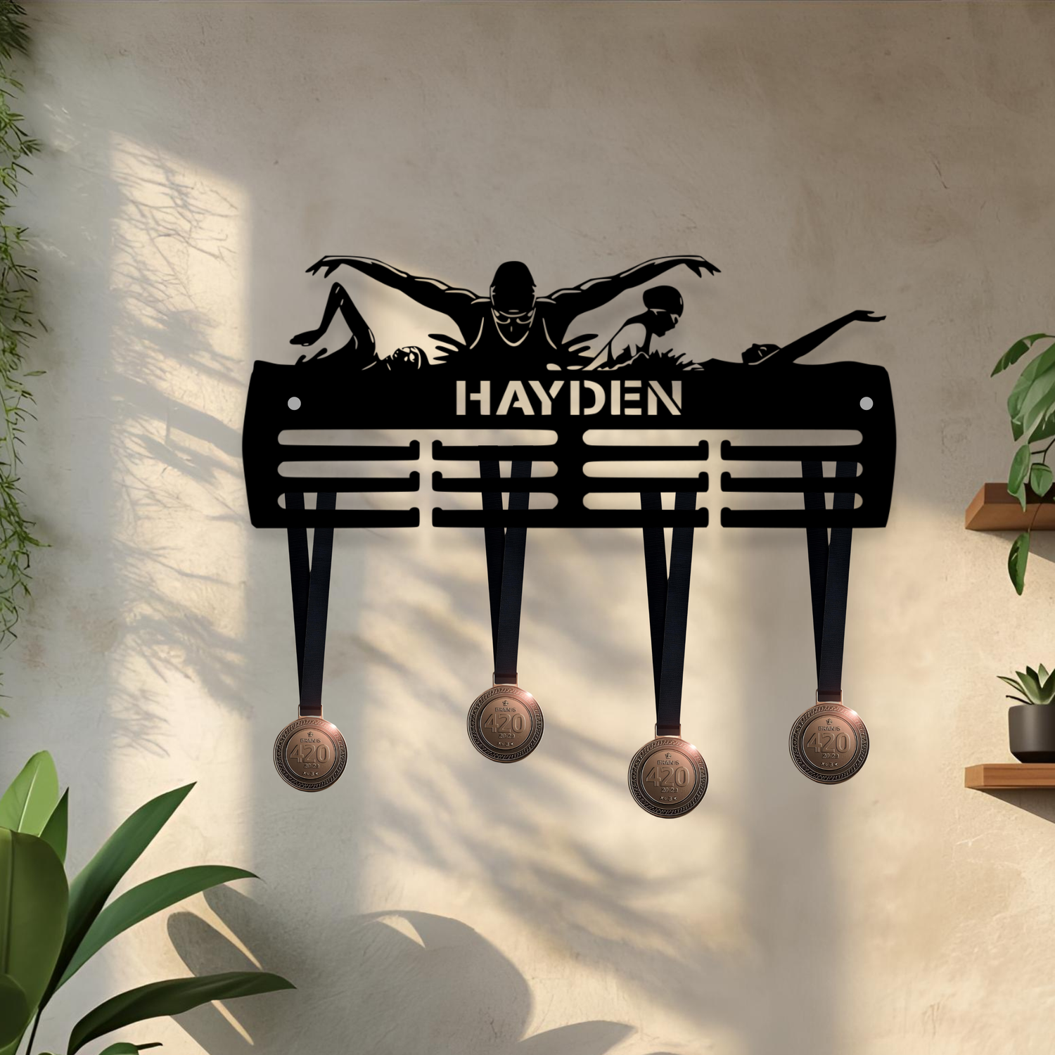 Personalised Swimming Medal Hanger