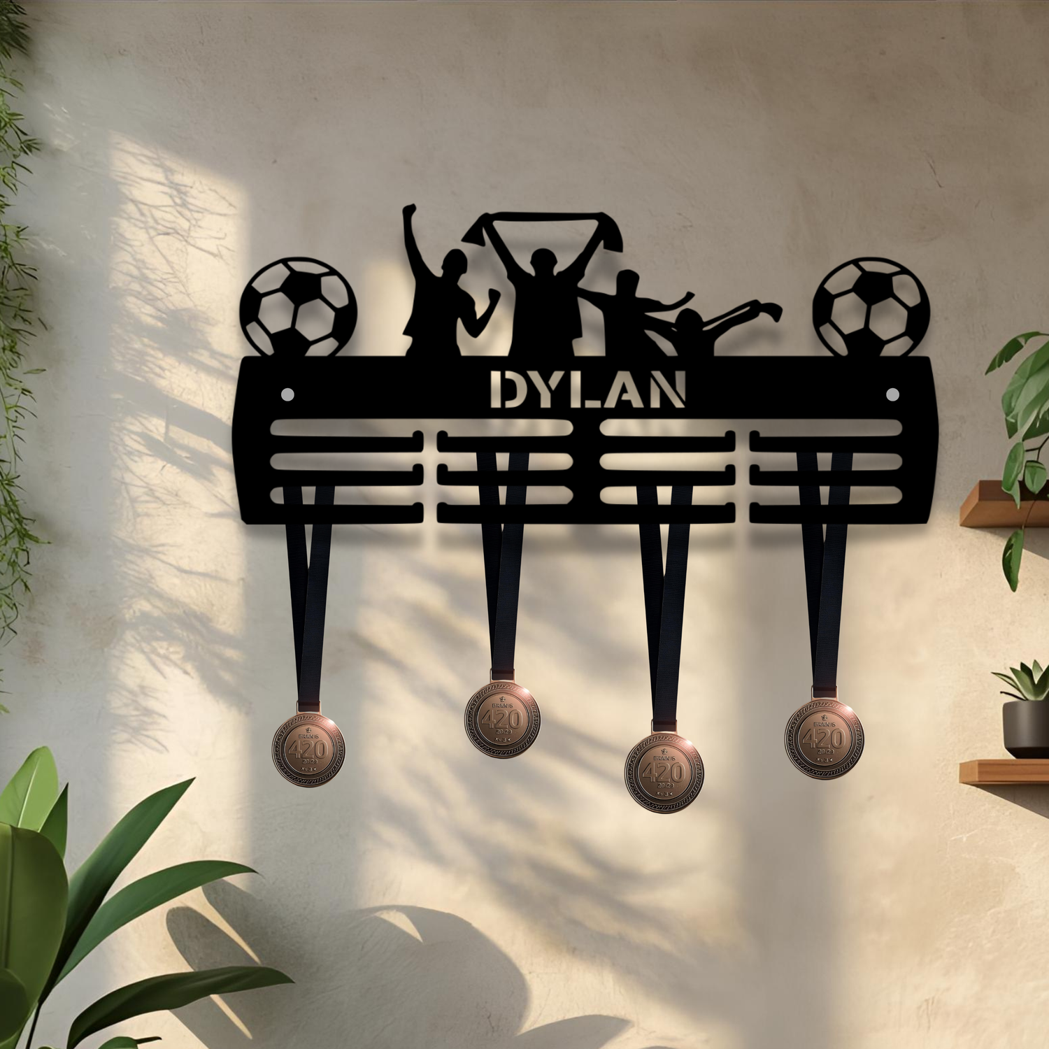Personalised Football Medal Hanger