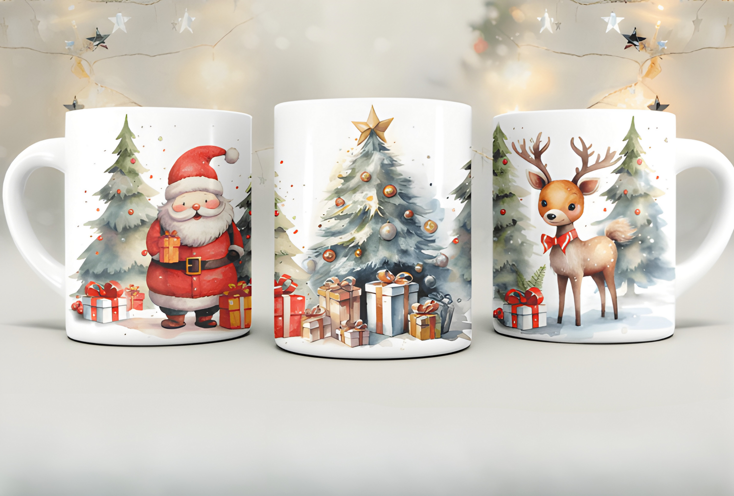 Cute Santa Reindeer Christmas Mug