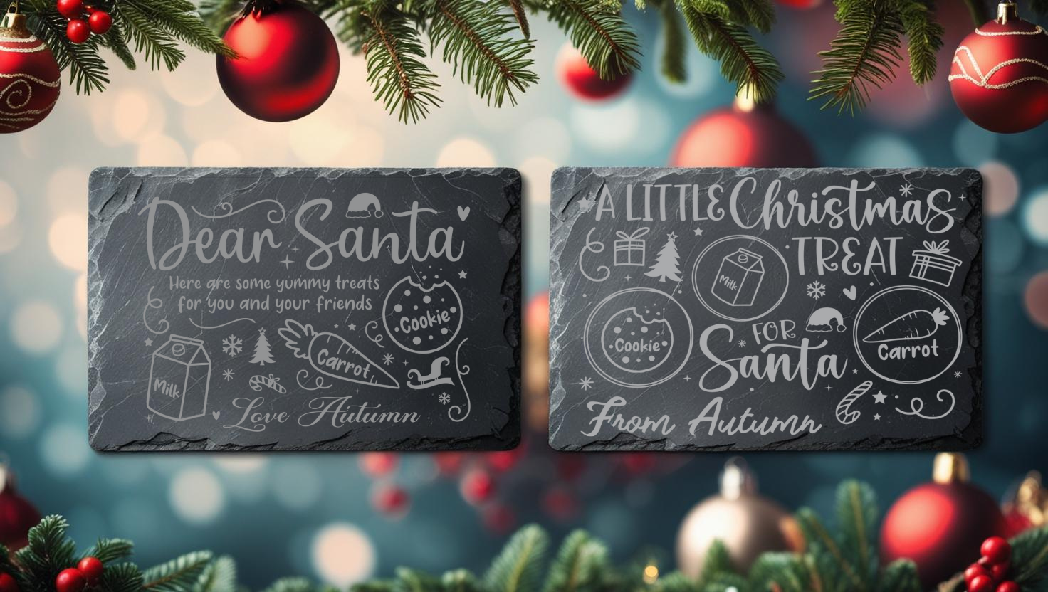 Personalised Engraved Slate Santa Plate Christmas Eve Father Christmas
