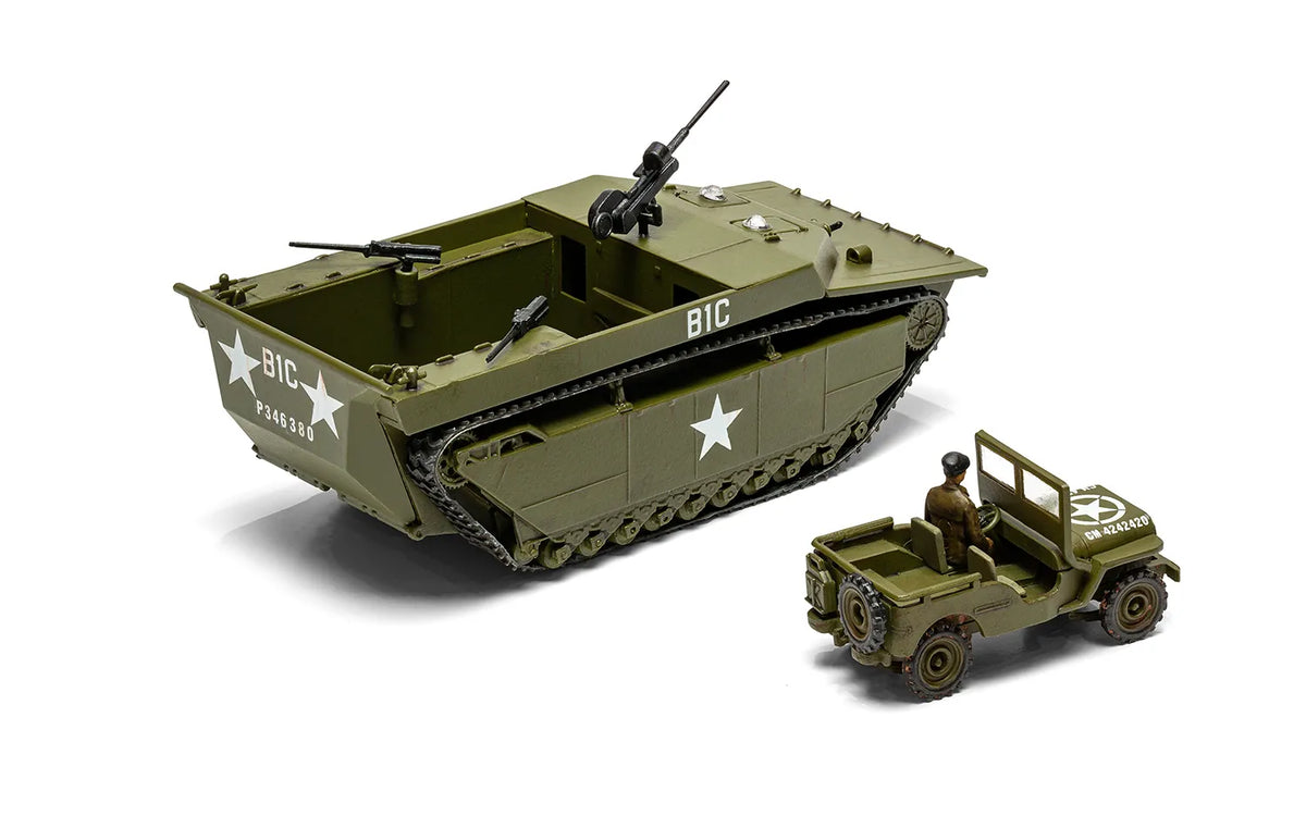 Airfix 1/72 Buffalo &amp Willys MB Jeep Military vintage Classic Scale Model Kit