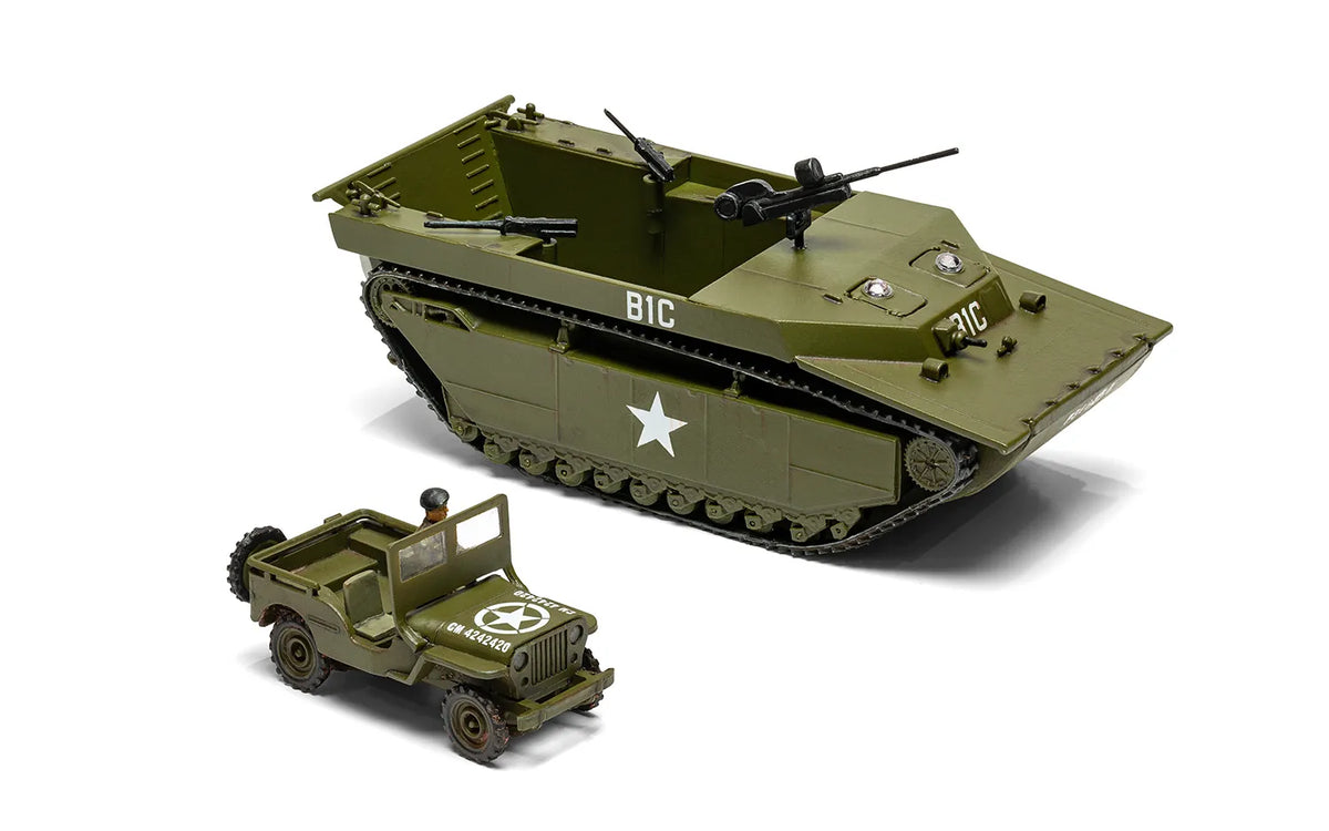 Airfix 1/72 Buffalo &amp Willys MB Jeep Military vintage Classic Scale Model Kit