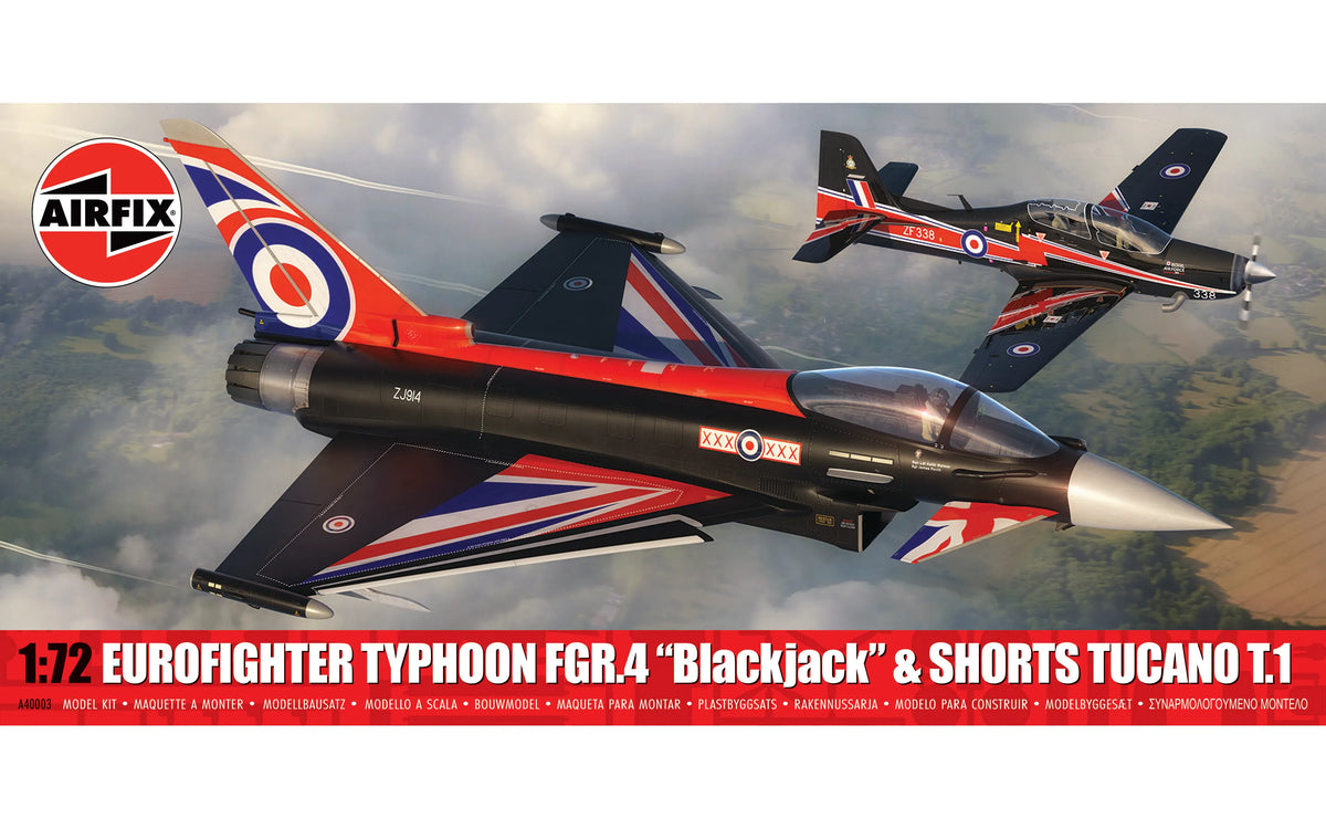 Airfix 1/72 Eurofighter Typhoon FGR.4 (Blackjack) + Shorts Tucano T.1 (Twin Pack) Scale model kit