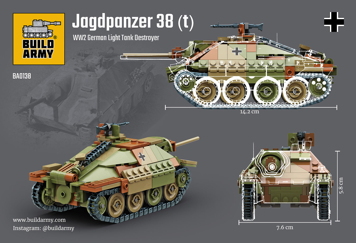 Jagdpanzer 38t Hetzer Light Tank Destroyer Building Block Set