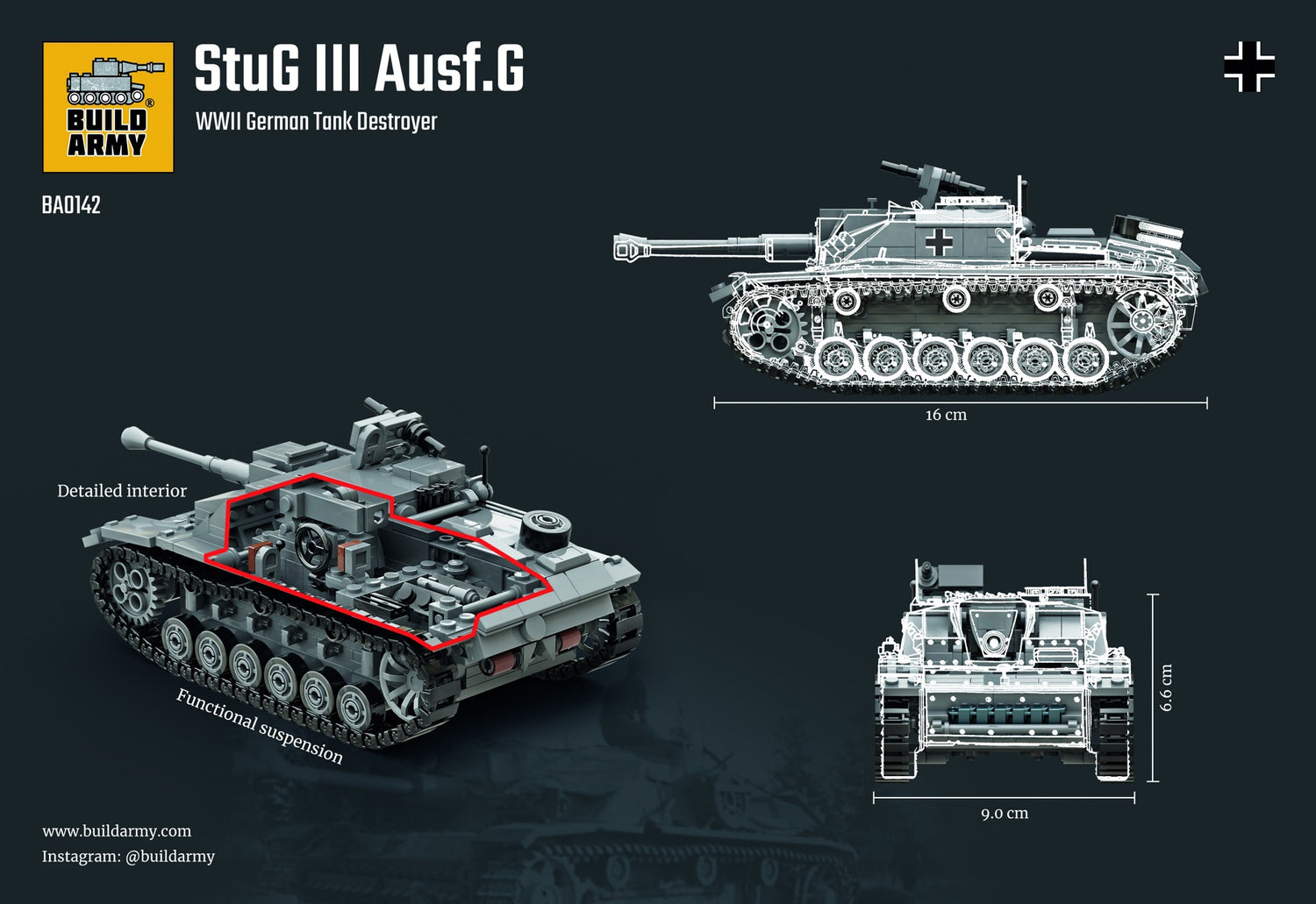 StuG lll Ausf. G Tank Destroyer Tank Building Block Set