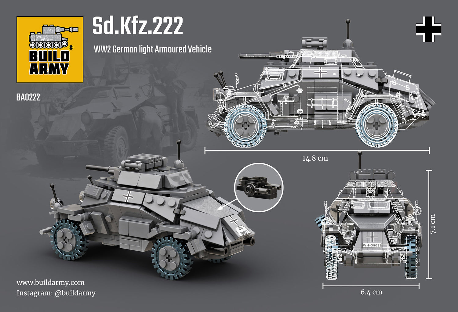 Sd. Kfz. 222 Armoured Vehicle Buildamy Military Building Block Set