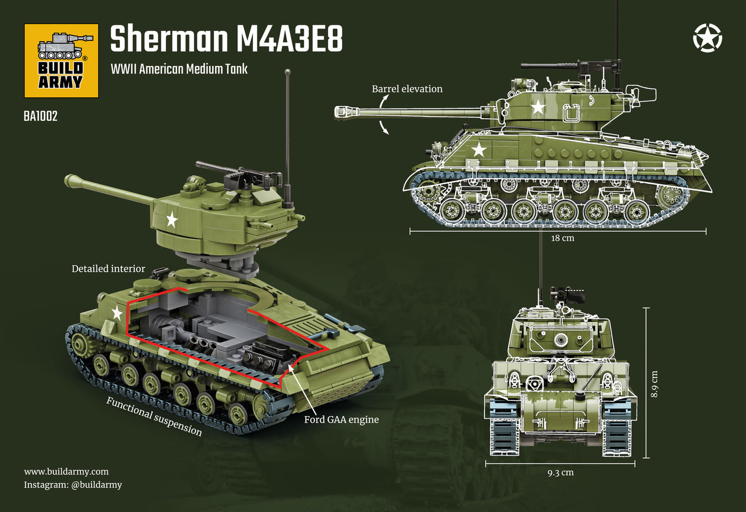 M4A3E8 Easy8 Buildamy Military Building Block Set