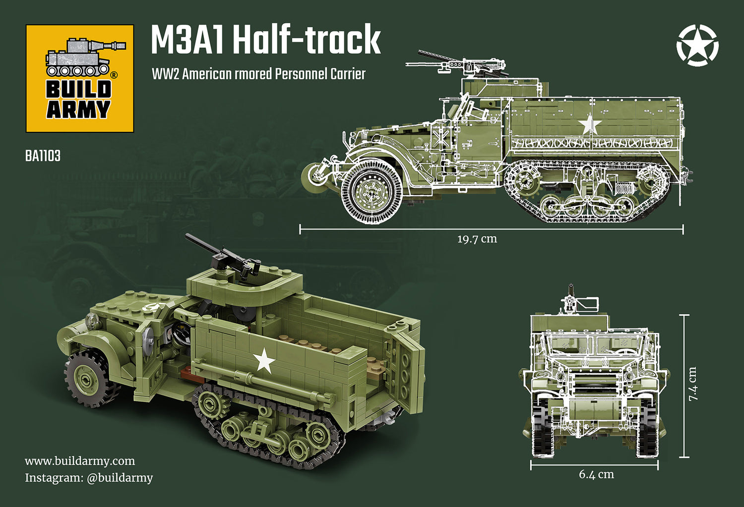 M3A1 Half-Track APC Buildamy Military Building Block Set