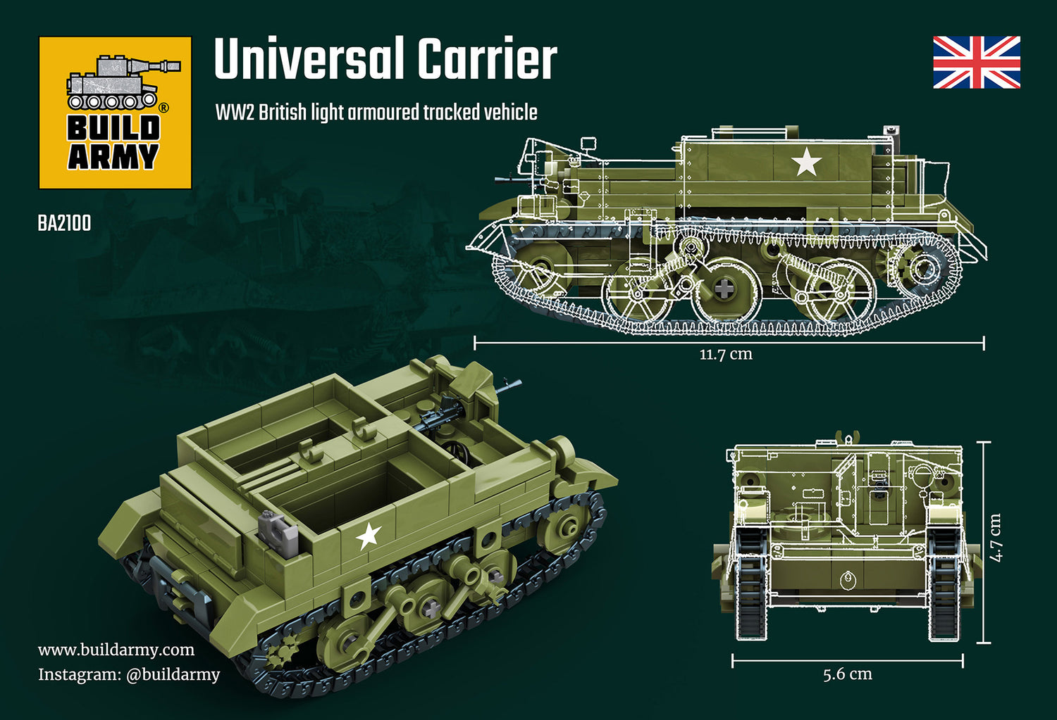 Carrier Armoured Tracked Vehicle Buildamy Military Building Block Set