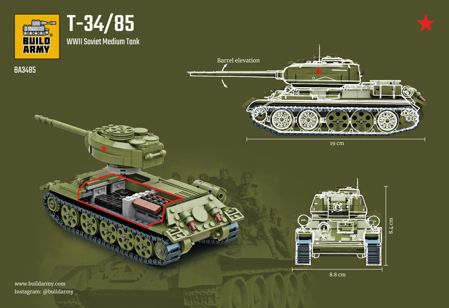 Soviet T34/85 Buildamy Military Building Block Set