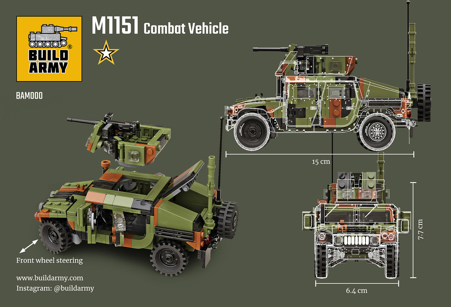 Humvee M1151Â Combat Vehicle Military Building Block Set