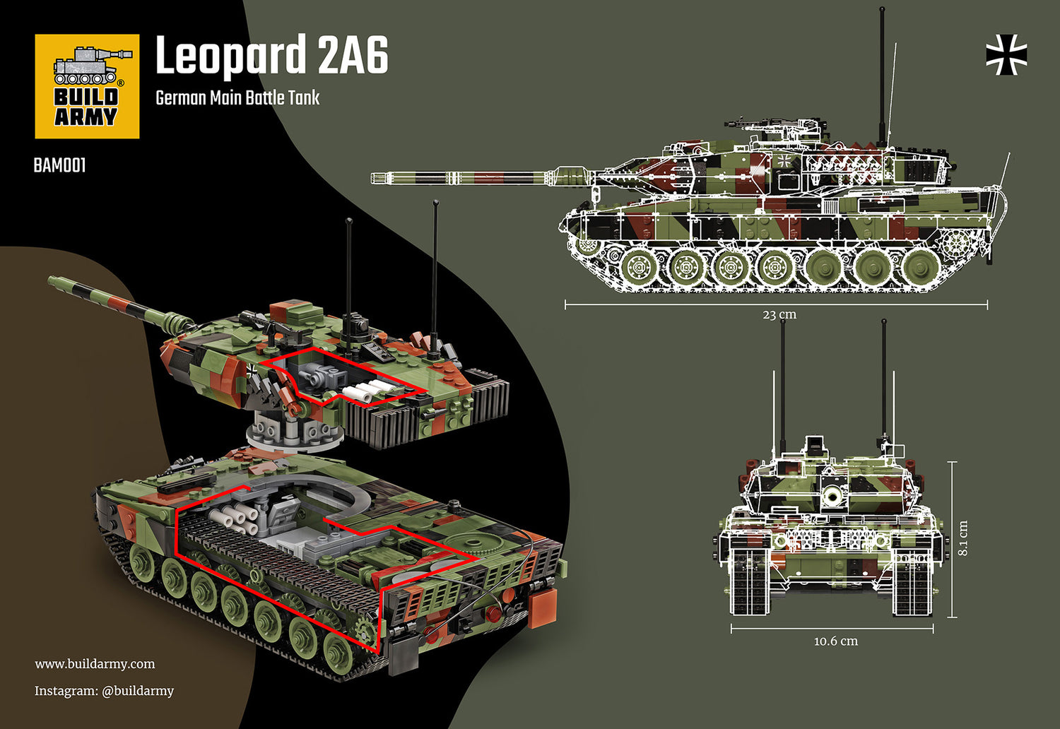 Leopard 2A6 Main Battle Tank Military Building Block Set