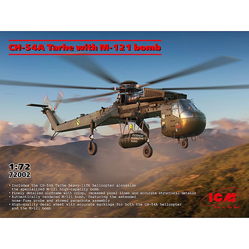 ICM 1/72 Sikorsky CH-54A Tarhe Helicopter with M-121 Bomb Scale Model Kit
