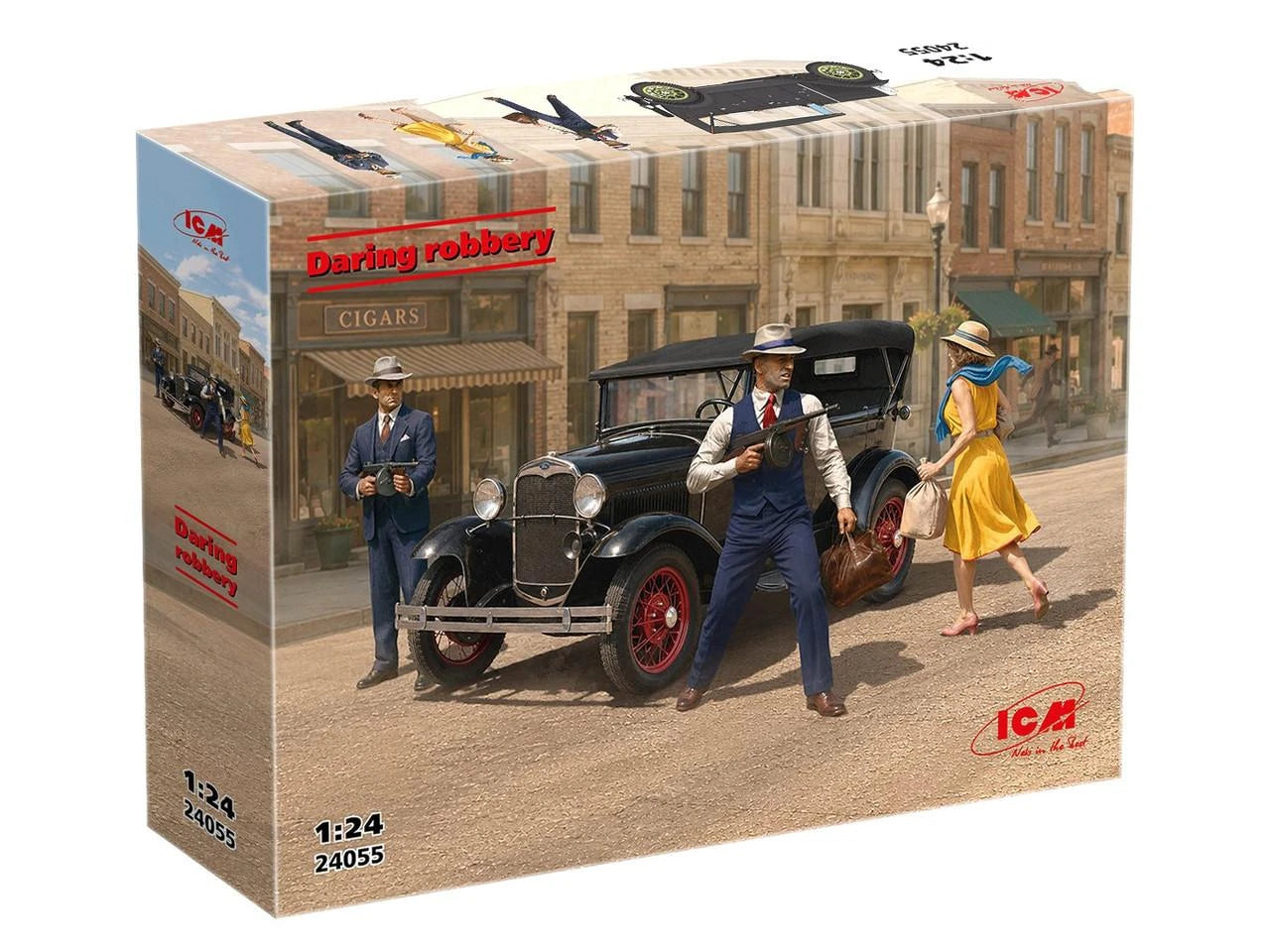 ICM 1/24 ‘Daring Robbery’ Ford Model A with 3 Gangster Figures Scale Model Kit